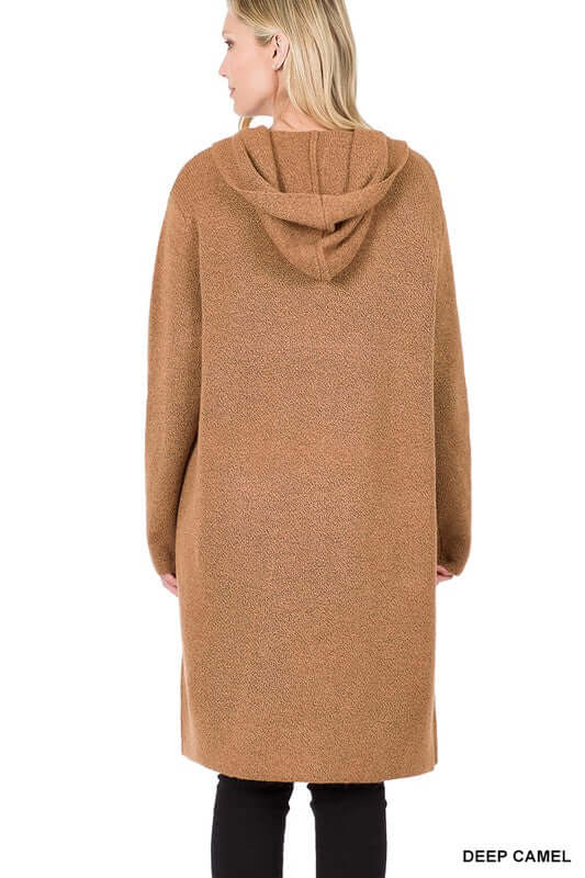 Essential Hooded Open Front Long Cardigan, ZENANA, $ 56.95