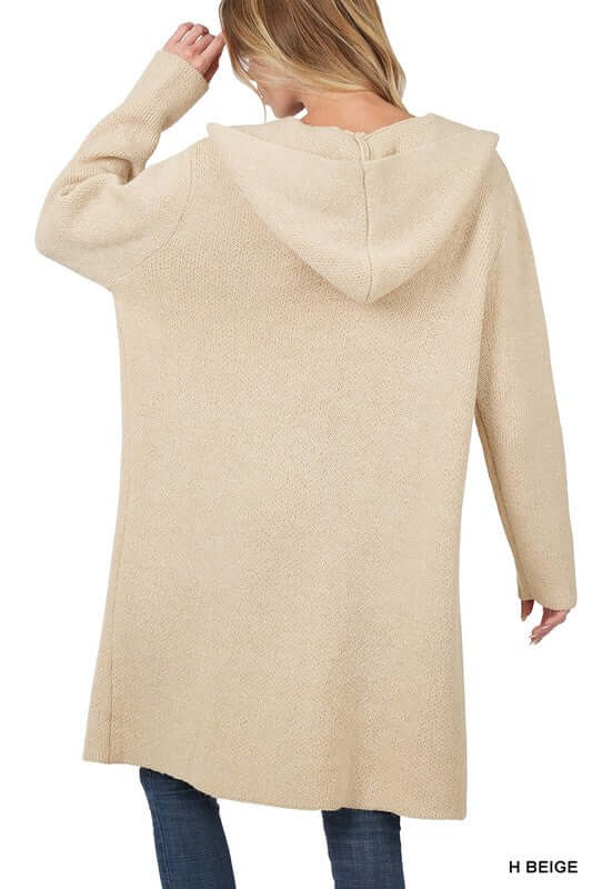 Essential Hooded Open Front Long Cardigan, ZENANA, $ 56.95