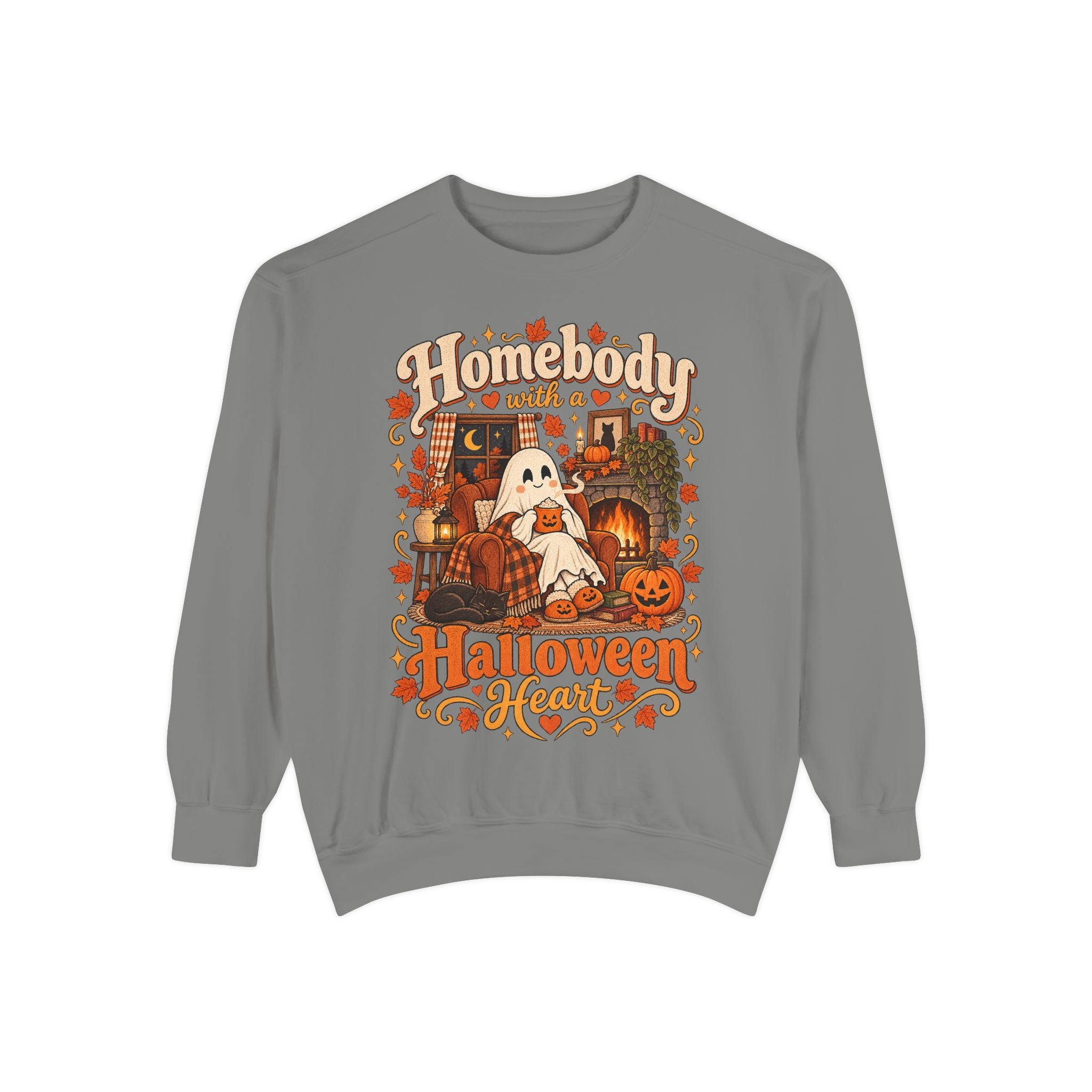 Homebody Halloween sweatshirt with ghost and pumpkin graphic product photo 17