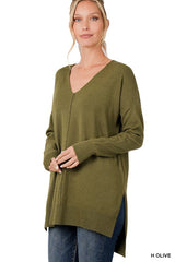 Shop Women's Hi-Low V Neck Center Seam Sweater | Shop Boutique Clothing, Sweaters, USA Boutique