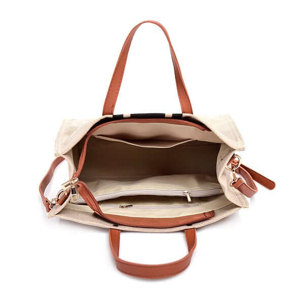Black & Navy Canvas Stripe Tote Shoulder Bag, Handbags, $ 64.95, A Moment Of Now™