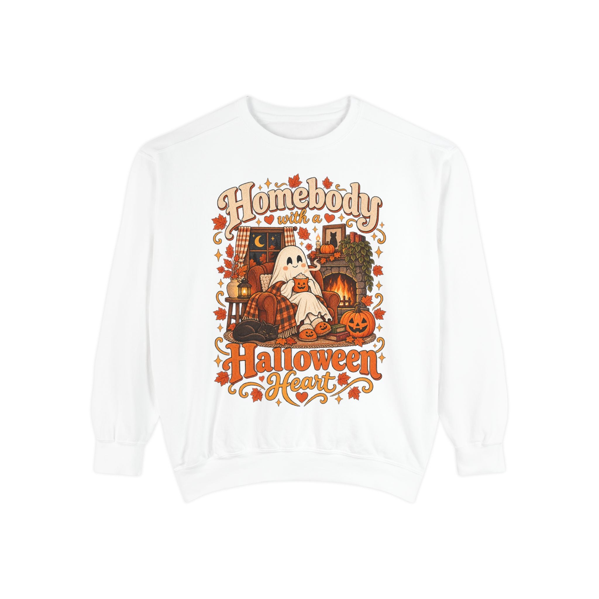 Homebody Halloween sweatshirt with ghost and pumpkin graphic product photo 13