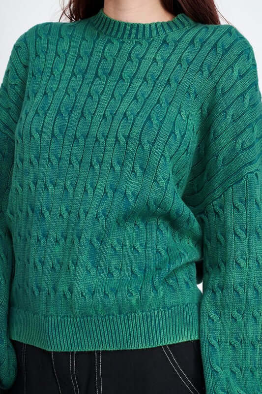 Shop Black Green or Blue Bubble Sleeves Cable Knit Top | Boutique Clothing, , USA Boutique