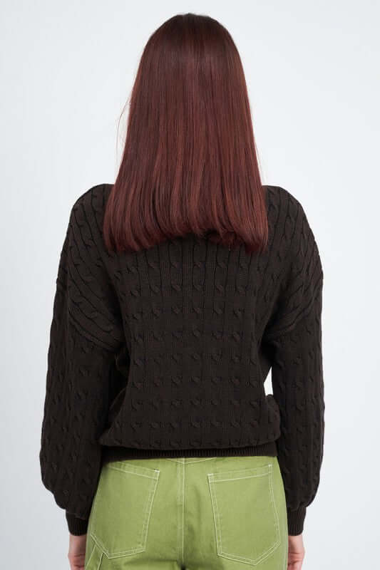 CABLE KNIT TOP WITH BUBBLE SLEEVES, Emory Park, $ 65.00