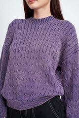 CABLE KNIT TOP WITH BUBBLE SLEEVES, Emory Park, $ 65.00