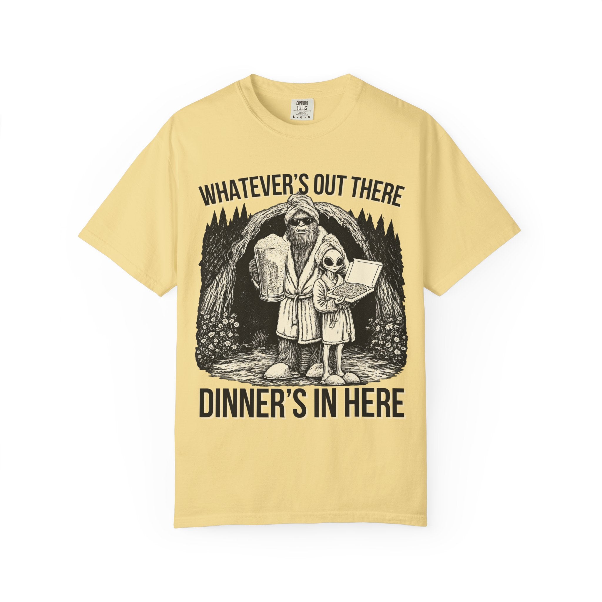 Bigfoot & Alien Pizza Night T-Shirt – Dinner's In Here