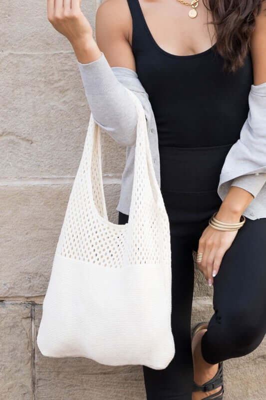 Neutral Colors Soft Knit Woven Hobo Shoulder Bag, Shoulder Bags, $ 42.95, A Moment Of Now™
