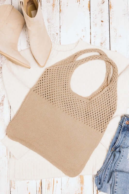 Neutral Colors Soft Knit Woven Hobo Shoulder Bag, Shoulder Bags, $ 42.95, A Moment Of Now™