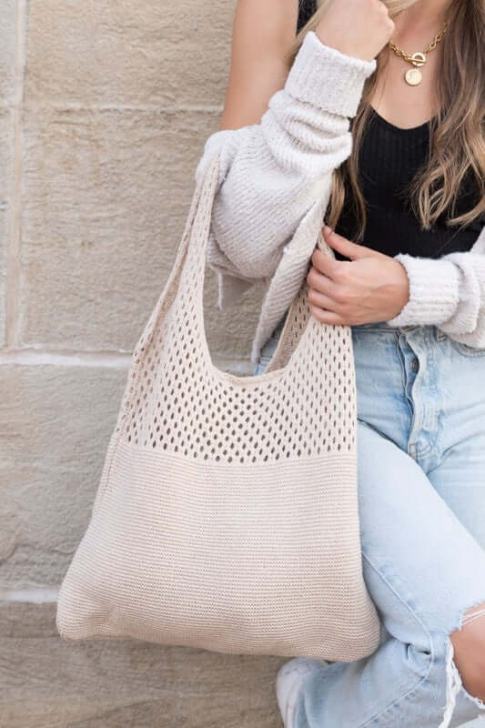 Neutral Colors Soft Knit Woven Hobo Shoulder Bag, Shoulder Bags, $ 42.95, A Moment Of Now™