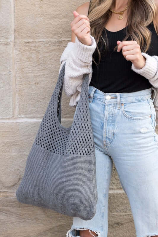 Neutral Colors Soft Knit Woven Hobo Shoulder Bag, Shoulder Bags, $ 42.95, A Moment Of Now™