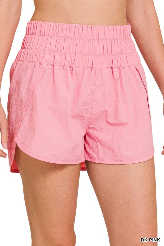 Shop Windbreaker Smocked Running Shorts Activewear For Women , Running shorts, USA Boutique