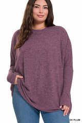 Plus Size Brushed Melange Hacci Oversized Sweater