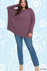 Plus Size Brushed Melange Hacci Oversized Sweater