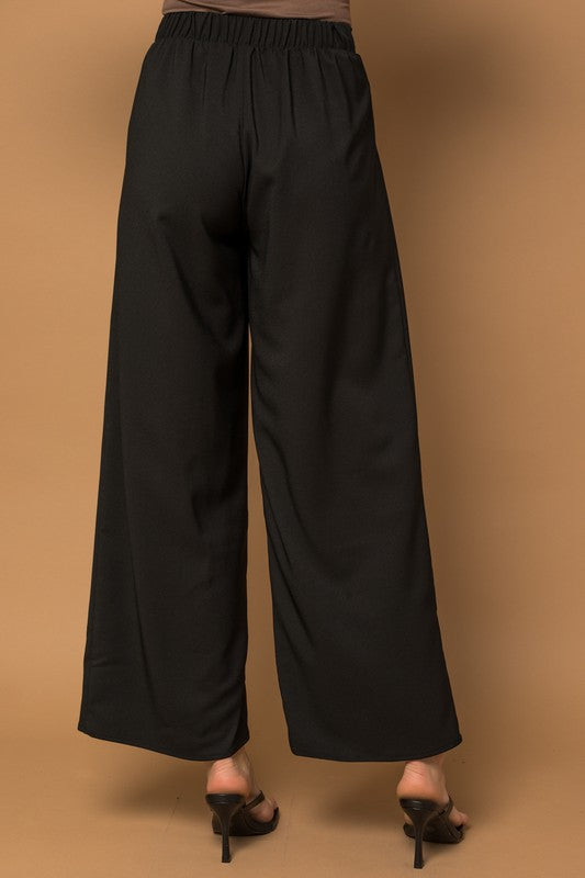 Shop Elastic Pleated Wide Leg Pants, , USA Boutique
