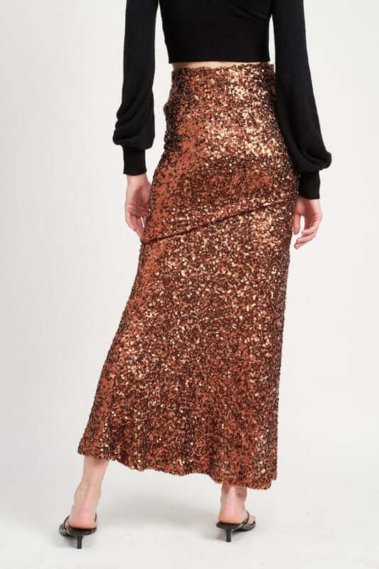 Shop Women's Brown Sequins High Waist Maxi Party Skirt | Fashion Boutique, Skirts, USA Boutique