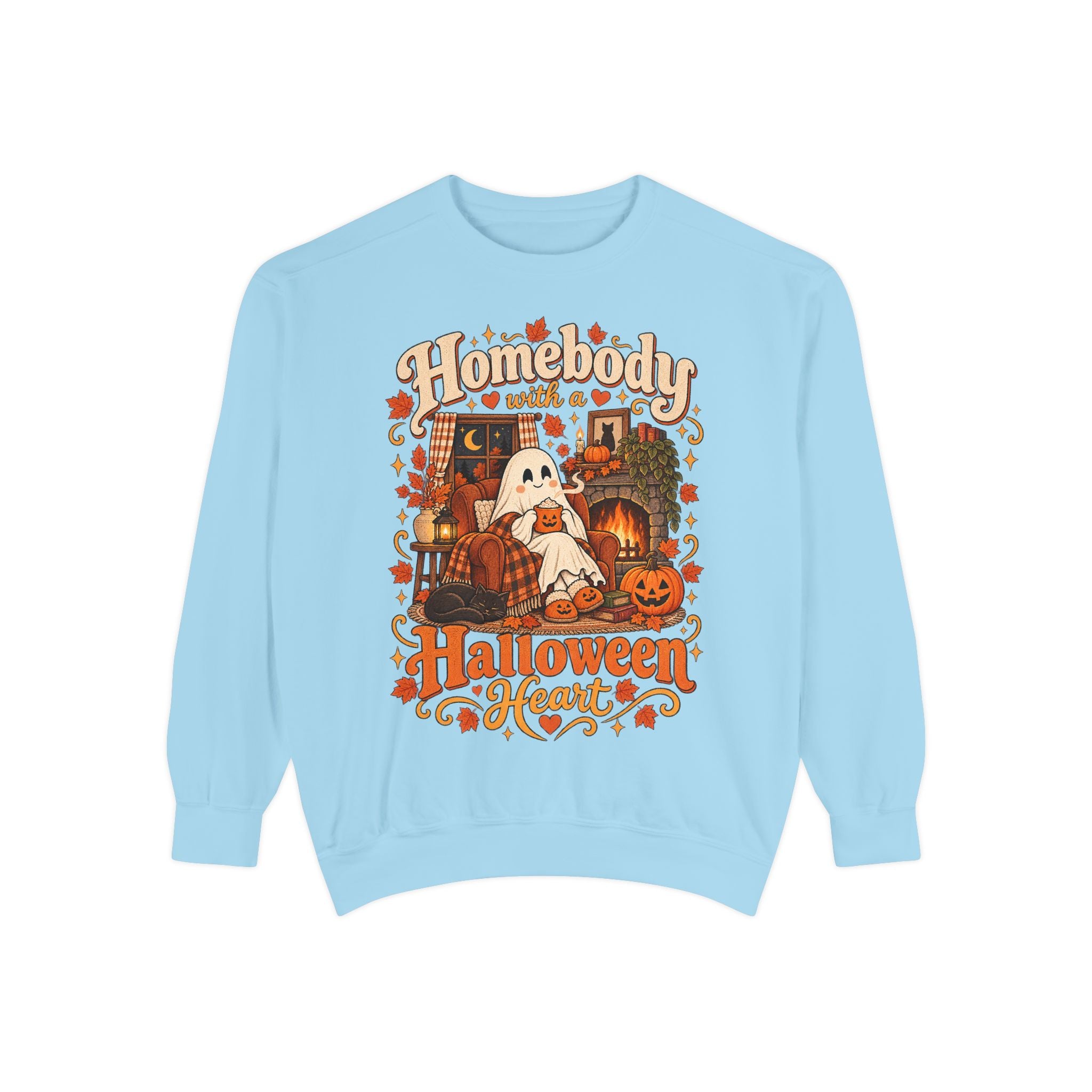 Homebody Halloween sweatshirt with ghost and pumpkin graphic product photo 23