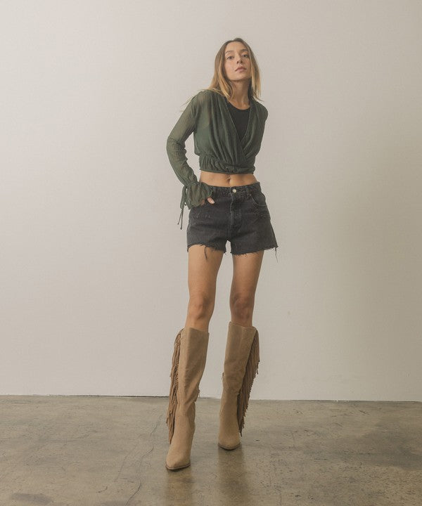 OASIS SOCIETY OUT WEST - Brown Knee-High Fringe Boots, KKE Originals, $ 103.95