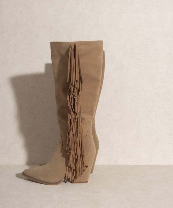 OASIS SOCIETY OUT WEST - Brown Knee-High Fringe Boots, KKE Originals, A Moment Of Now