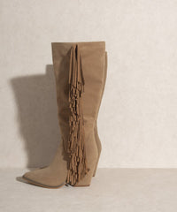 Shop OASIS SOCIETY OUT WEST -Women's Brown Knee-High Fringe Boots, Tall Boots, USA Boutique
