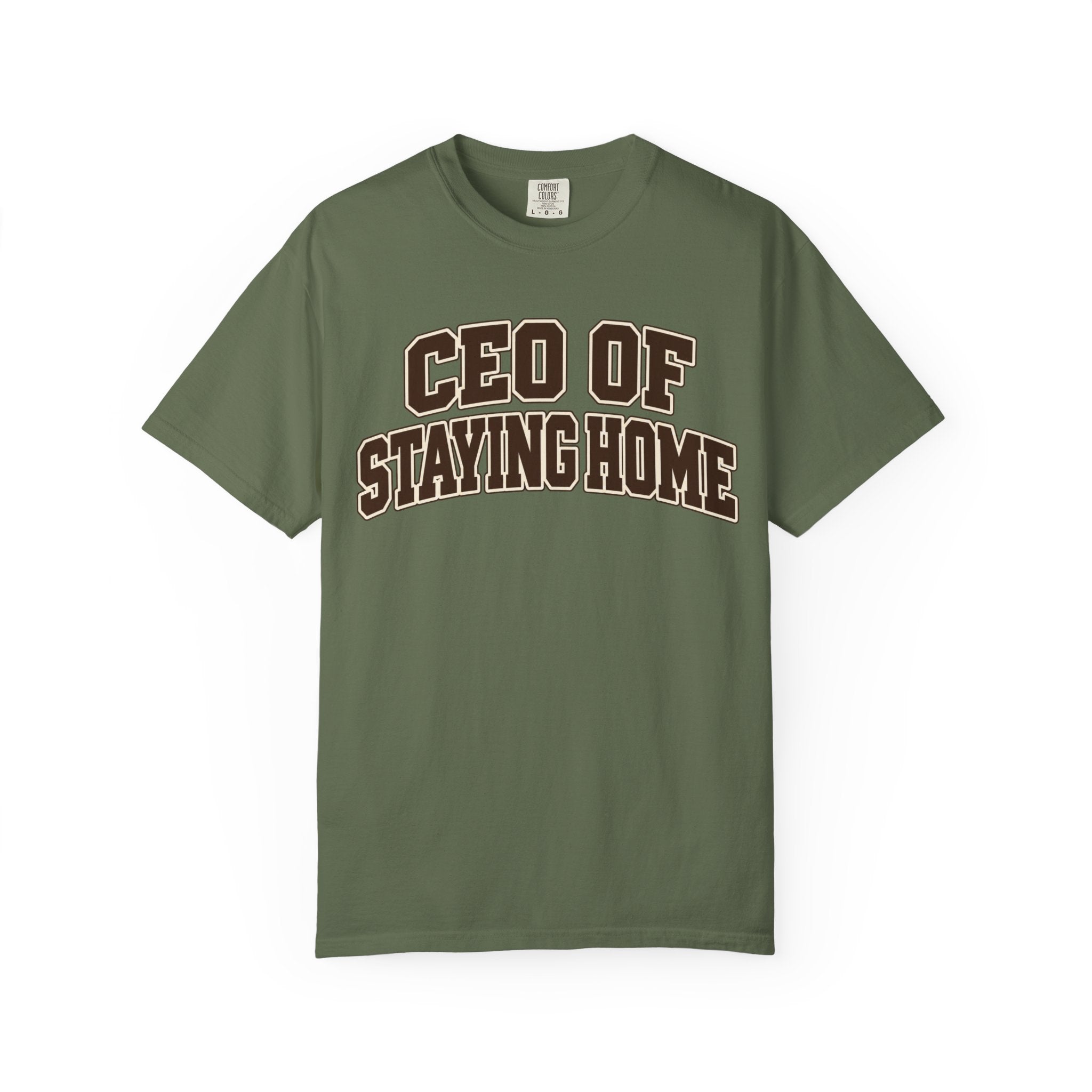 Relaxed fit CEO of Staying Home graphic tee product view