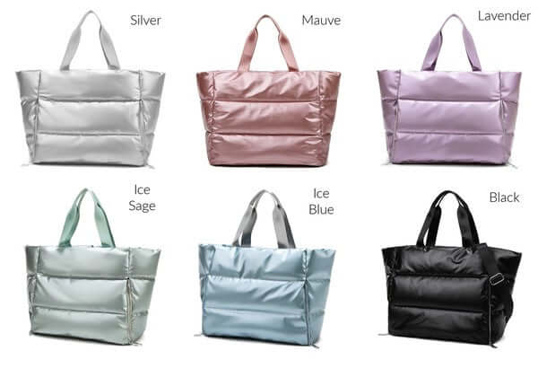Metallic Puffer Large Tote Bag for Weekend Getaways, Weekenders, $ 64.95, A Moment Of Now™