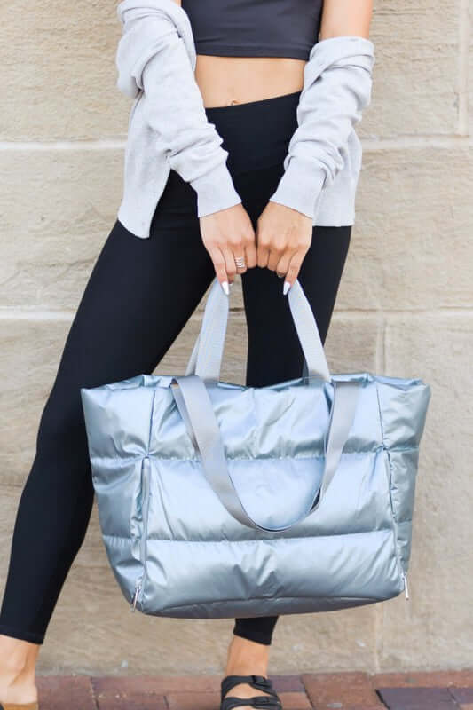 Metallic Puffer Large Tote Bag for Weekend Getaways, Weekenders, $ 64.95, A Moment Of Now™