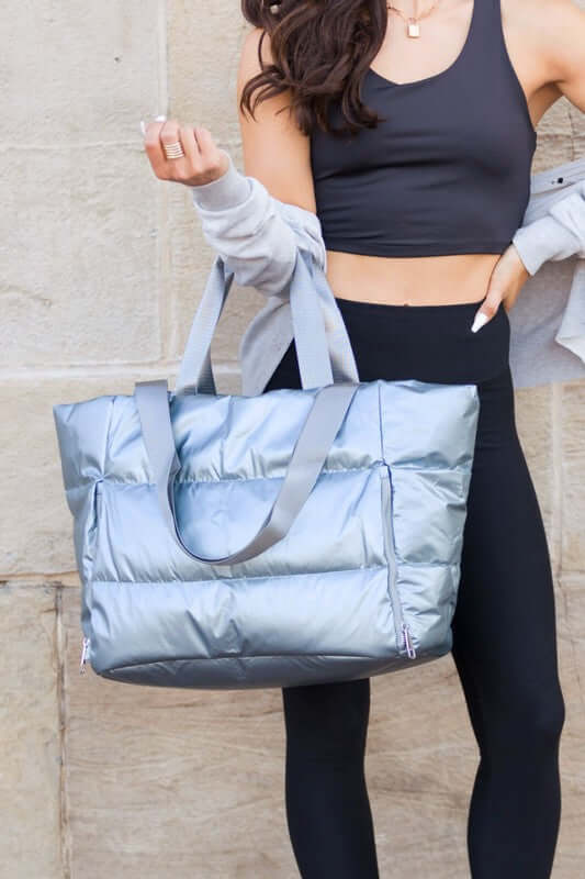 Metallic Puffer Large Tote Bag for Weekend Getaways, Weekenders, $ 64.95, A Moment Of Now™