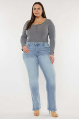 Plus Size Mid Rise Y2K Medium Wash Bootcut Jeans, Kan Can USA, $ 81.95