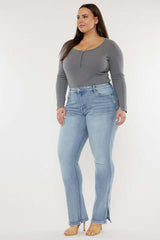 Plus Size Mid Rise Y2K Medium Wash Bootcut Jeans, Kan Can USA, $ 81.95