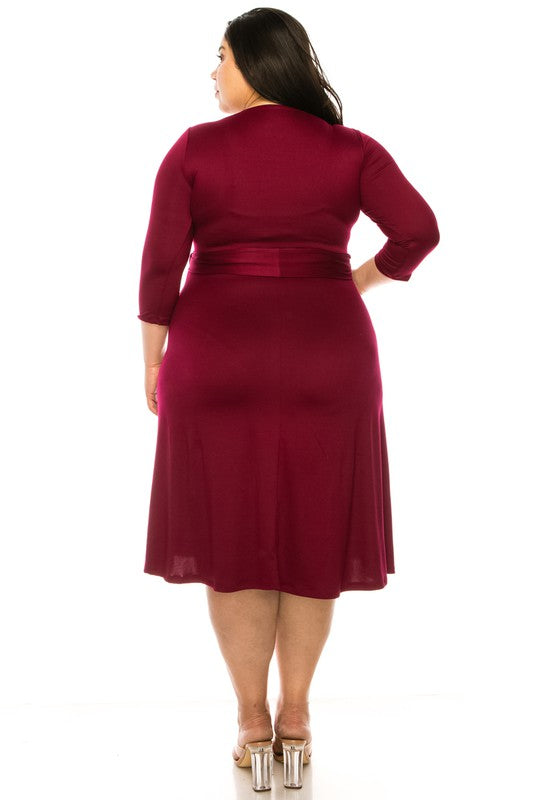 Shop Plus size Solid Faux Wrap Dress |Shop Boutique Clothing & Shoes, Dresses, USA Boutique