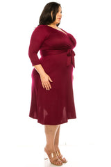 Plus size Solid Faux Wrap Dress, Moa Collection, A Moment Of Now