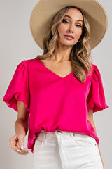 Shop Stylish V-Neck Puff Sleeve Blouse Top | Fashion Boutique, Tops, USA Boutique