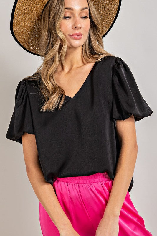 Shop Stylish V-Neck Puff Sleeve Blouse Top | Fashion Boutique, Tops, USA Boutique