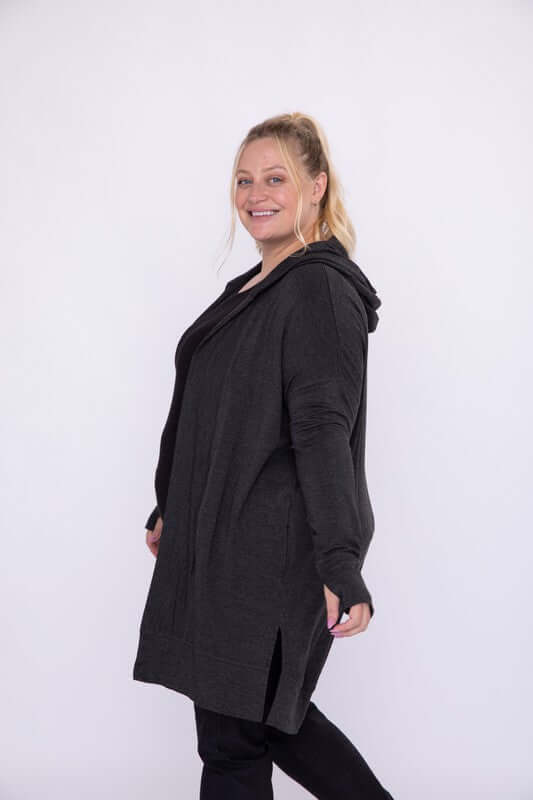 Shop Curvy Longline Hooded Cardigan with Pockets, Cardigans, USA Boutique