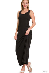 Solid Sleeveless Flared Scoop Neck Maxi Dress, ZENANA, $ 29.00