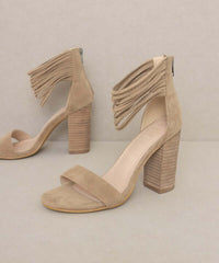 Oasis Society Blake - Khaki Strappy Ankle Wrapped Heels Sandals