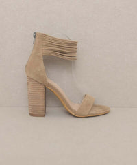 Oasis Society Blake - Khaki Strappy Ankle Wrapped Heels Sandals