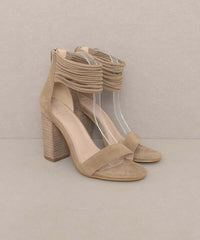 Oasis Society Blake - Khaki Strappy Ankle Wrapped Heels Sandals