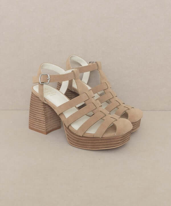 Oasis Society Hailee - Khaki Gladiator Platform Heels Sandals, Oasis Society, A Moment Of Now