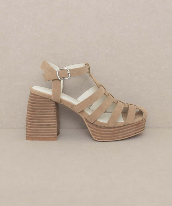 Oasis Society Hailee - Khaki Gladiator Platform Heels Sandals, Oasis Society, A Moment Of Now