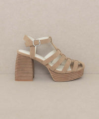 Oasis Society Hailee - Khaki Gladiator Platform Heels Sandals, Oasis Society, A Moment Of Now