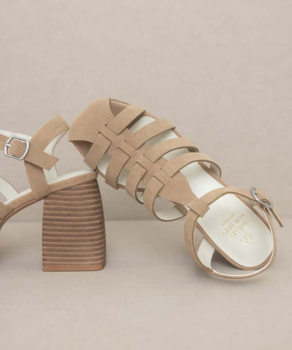 Oasis Society Hailee - Khaki Gladiator Platform Heels Sandals, Oasis Society, A Moment Of Now