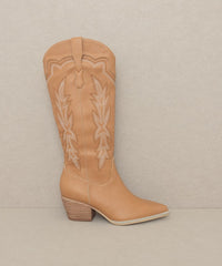 Shop Oasis Society Ainsley - Women's Brown Embroidered Western Cowboy Boot, Cowboy Boots, USA Boutique