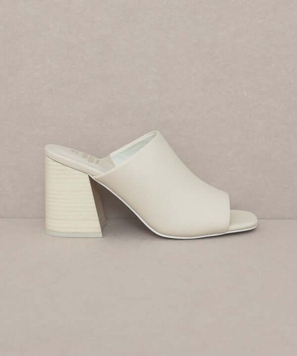 Oasis Society Kathleen - Nude Beige Block Heel Slides Sandals, Oasis Society, $ 58.95