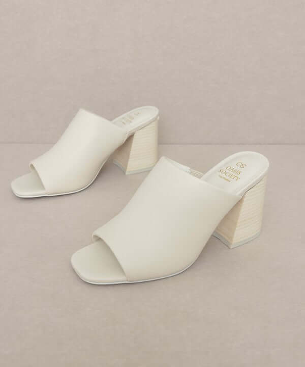 Oasis Society Kathleen - Nude Beige Block Heel Slides Sandals, Oasis Society, $ 58.95