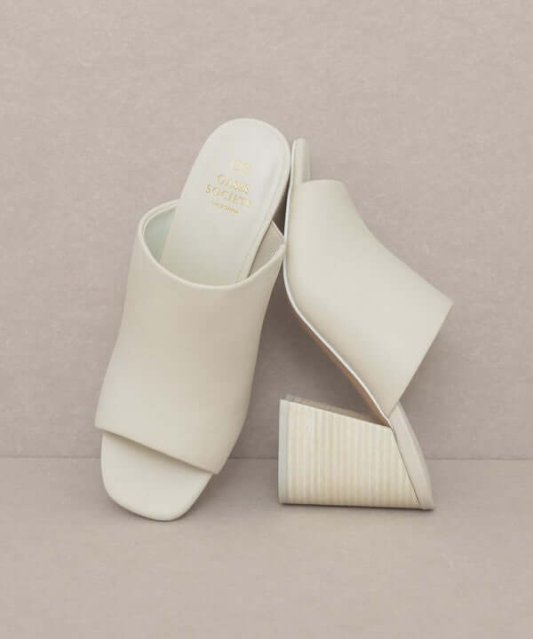 Oasis Society Kathleen - Nude Beige Block Heel Slides Sandals, Oasis Society, $ 58.95