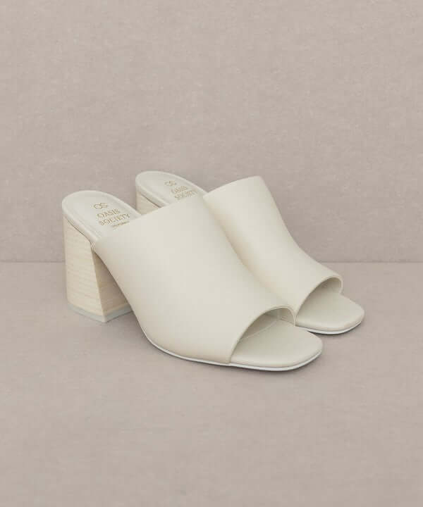 Oasis Society Kathleen - Nude Beige Block Heel Slides Sandals, Oasis Society, $ 58.95