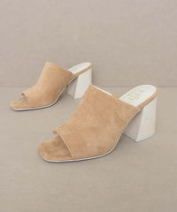 Oasis Society Kathleen - Nude Beige Block Heel Slides Sandals, Oasis Society, $ 58.95