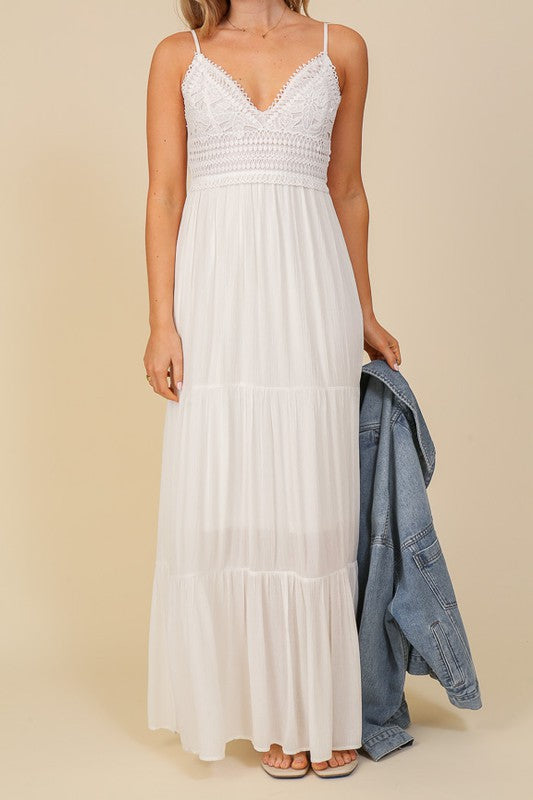 Boho White Lace Top Maxi Dress, TIMING, $ 57.95