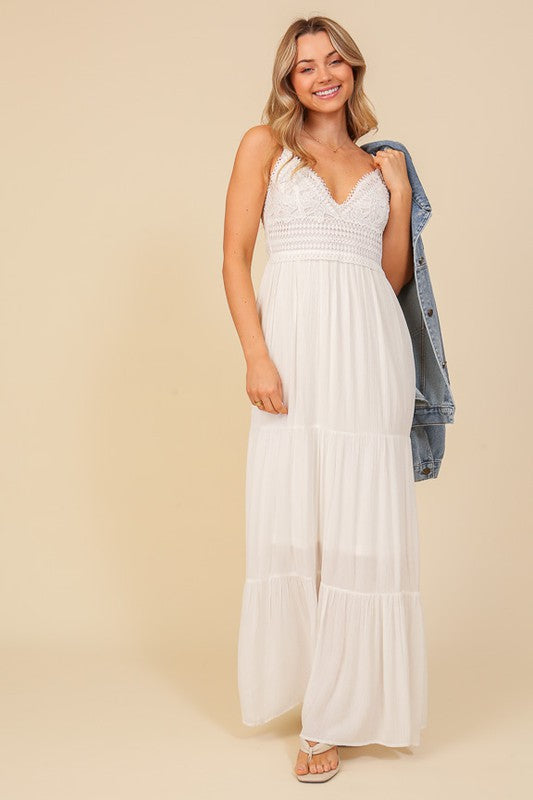 Boho White Lace Top Maxi Dress, TIMING, $ 57.95